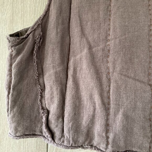 100% Linen Padded Vest, OS, light coffe color - Picture 8 of 10